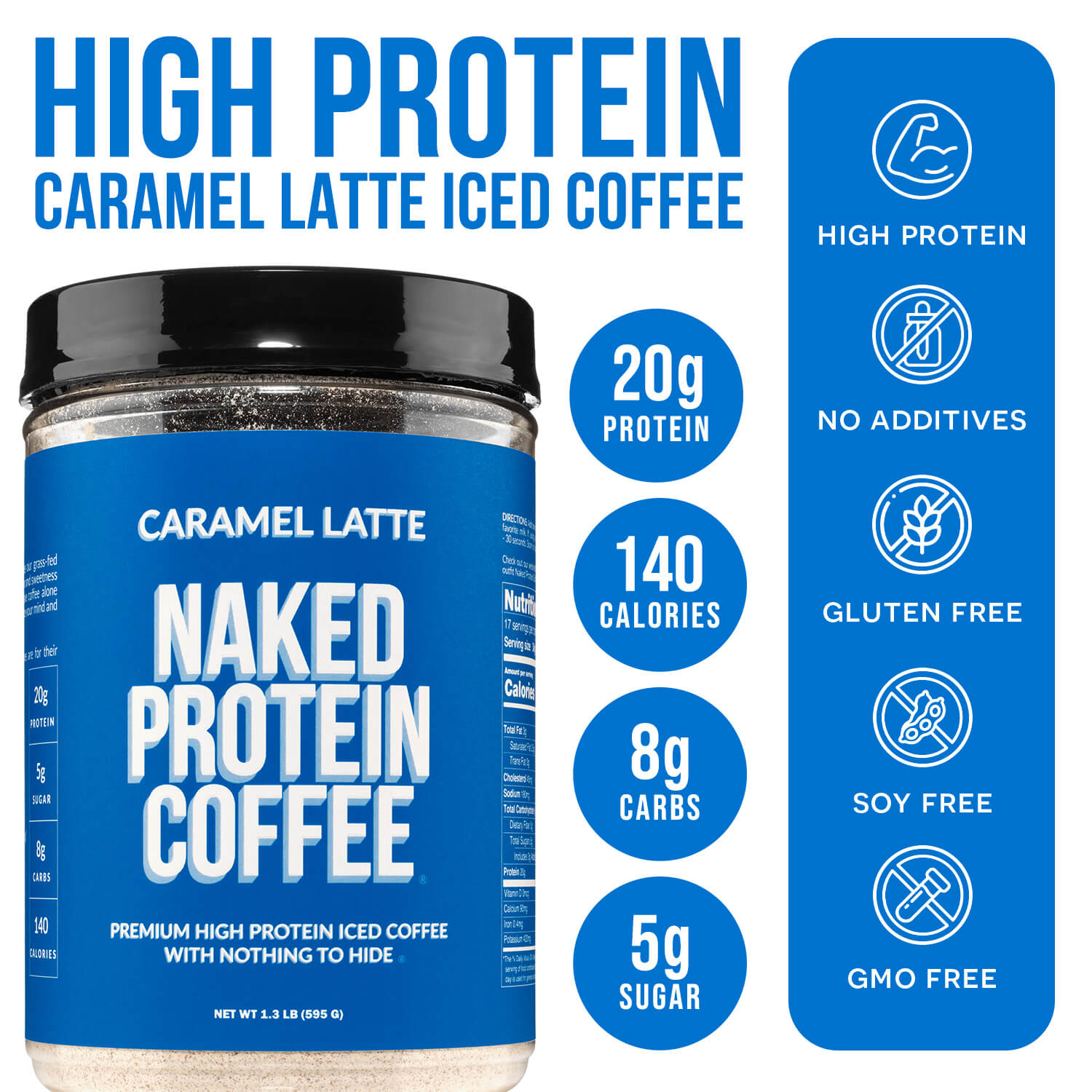 Caramel Latte Protein Iced Coffee - Caramel Latte for Easy Mixing at Home or On the Go
