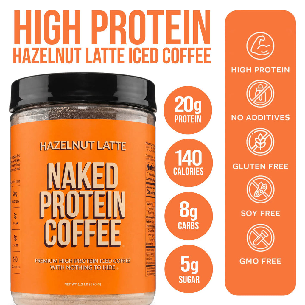 Hazelnut Latte Protein Iced Coffee - Hazelnut Latte for Easy Mixing at Home or On the Go