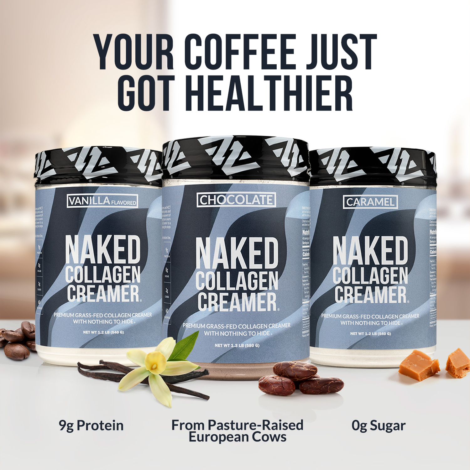 Caramel Coffee Creamer - Caramel Collagen Creamer for Easy Mixing at Home or On the Go
