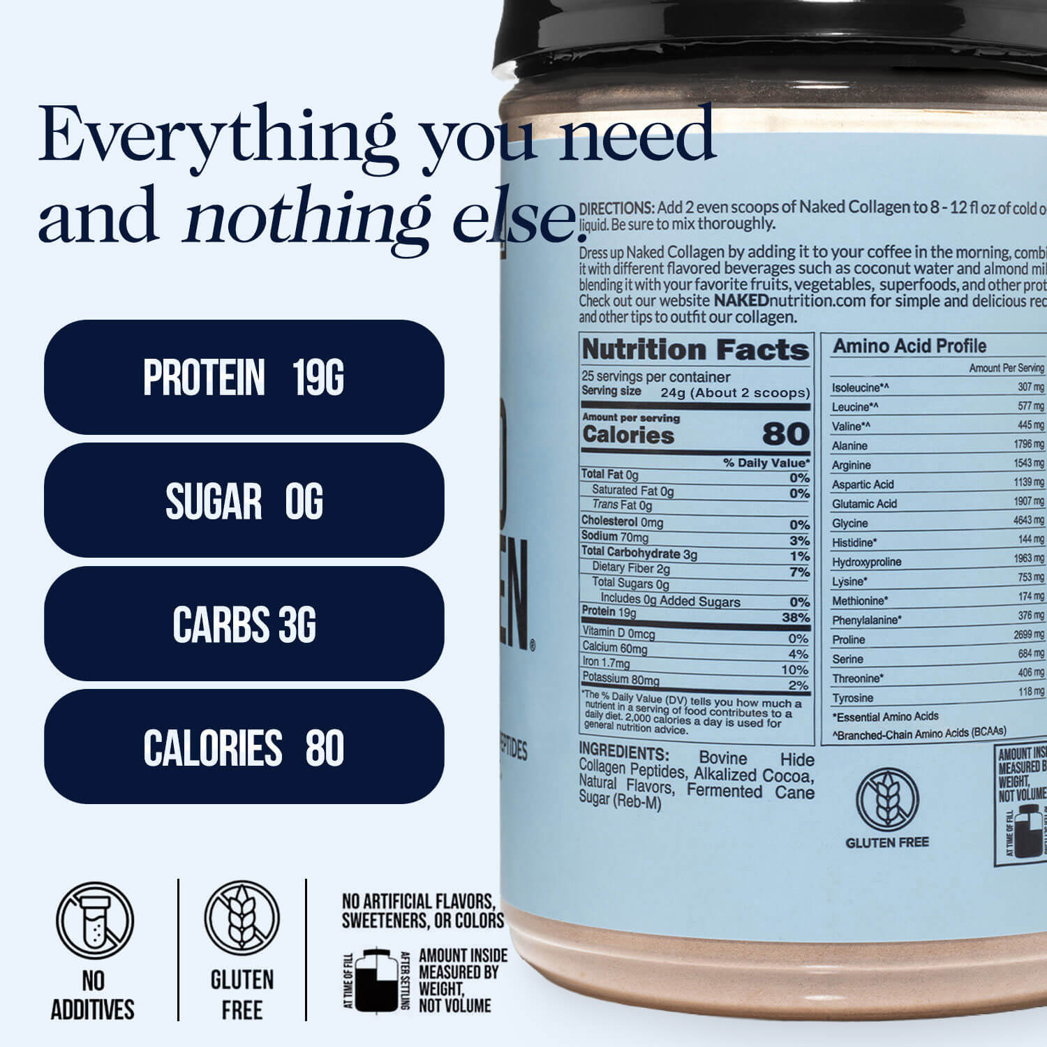 Chocolate Collagen Peptides Powder - Chocolate Collagen Peptides for Easy Mixing at Home or On the Go