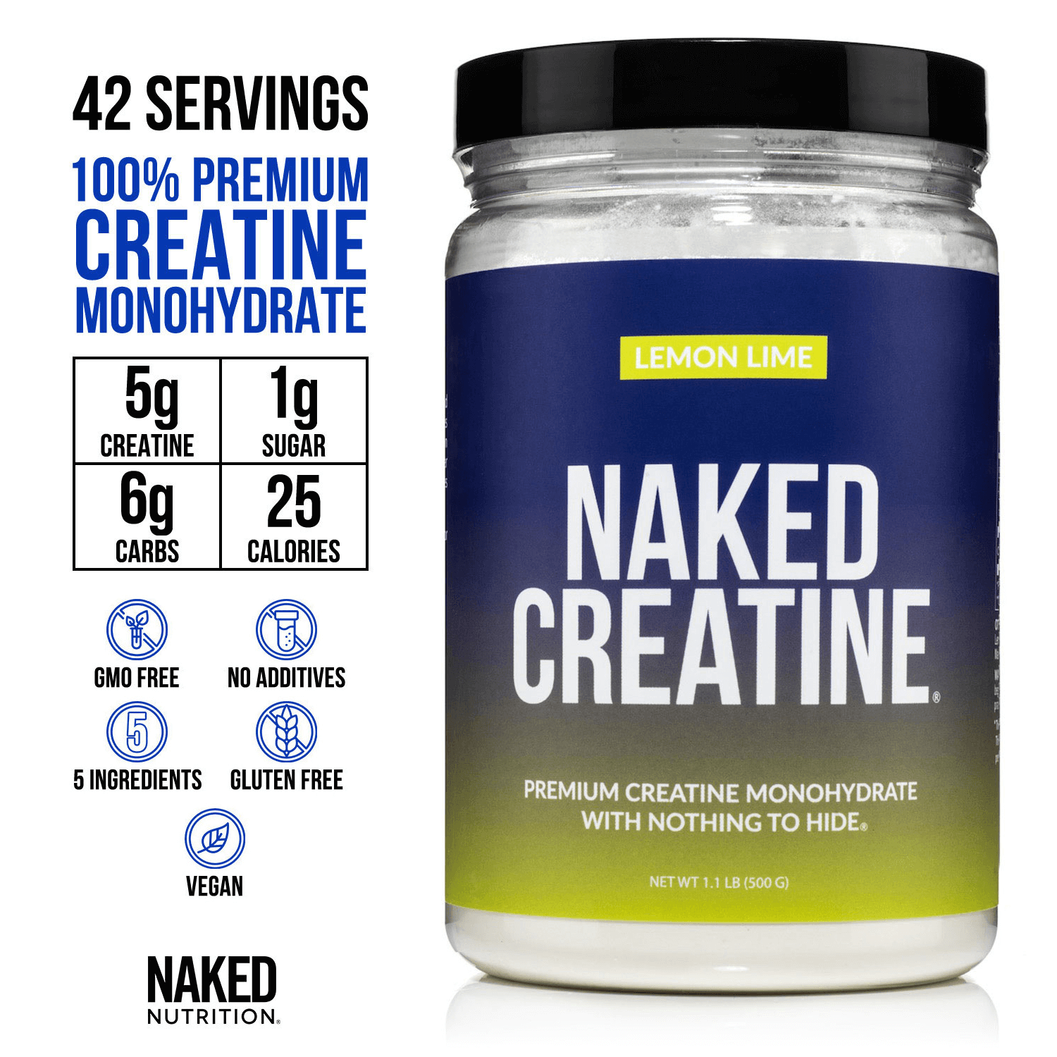 Lemon Lime Creatine Monohydrate Powder - Lemon Lime for Flexible Active - Nutrition Use