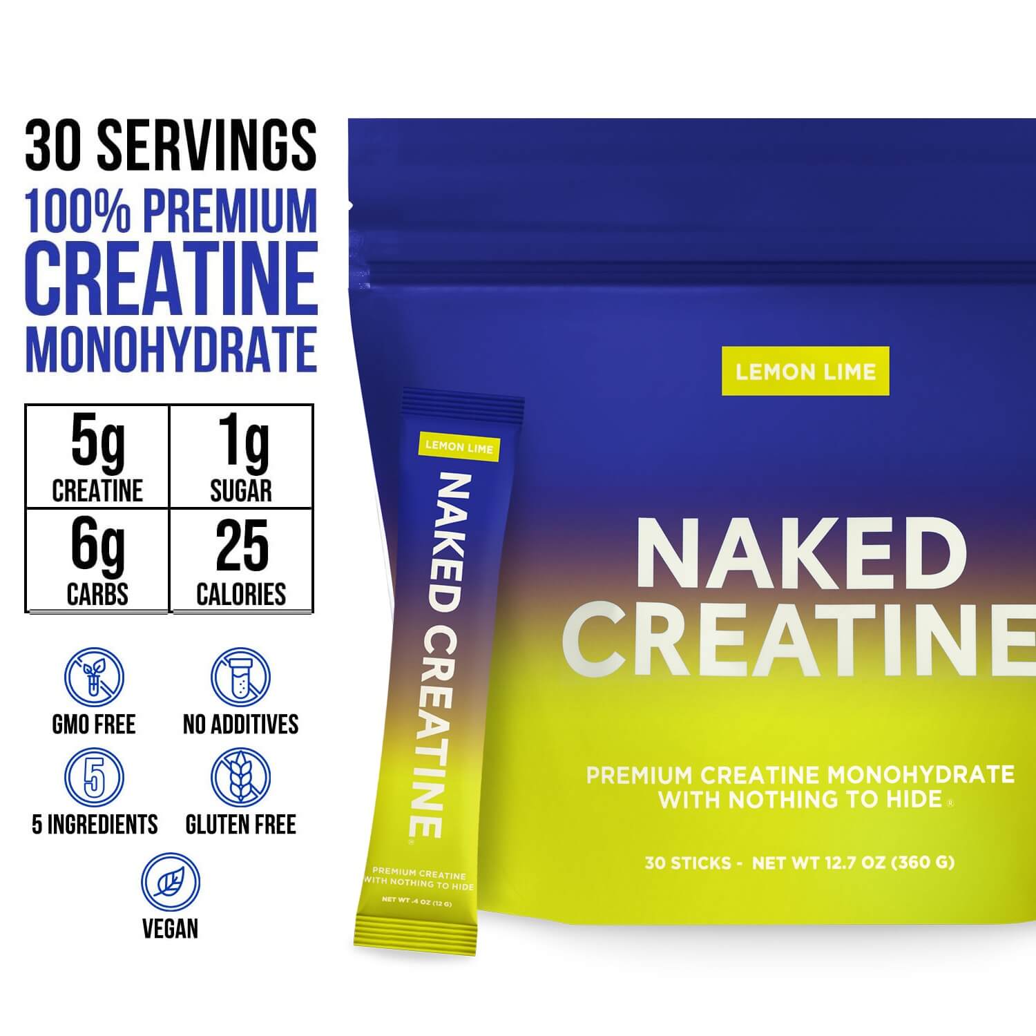 Lemon Lime Creatine Travel Packs - Lemon Lime Sticks for Flexible Active - Nutrition Use