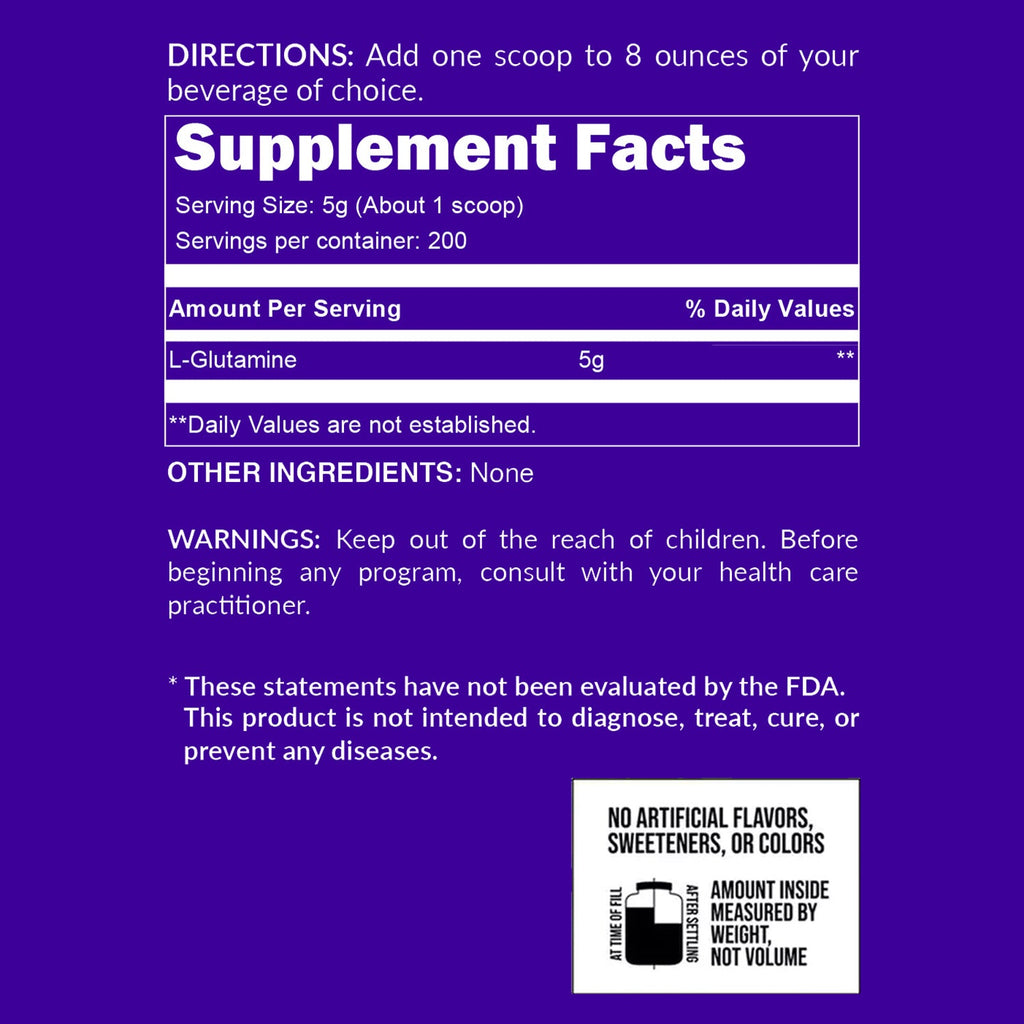 Glutamine Powder - 2.2LB for Flexible Active - Nutrition Use