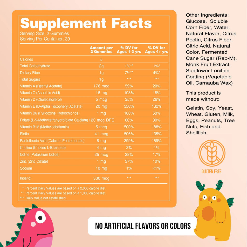 Kids Multivitamin Gummies with a Practical Nutrition Supplement Format