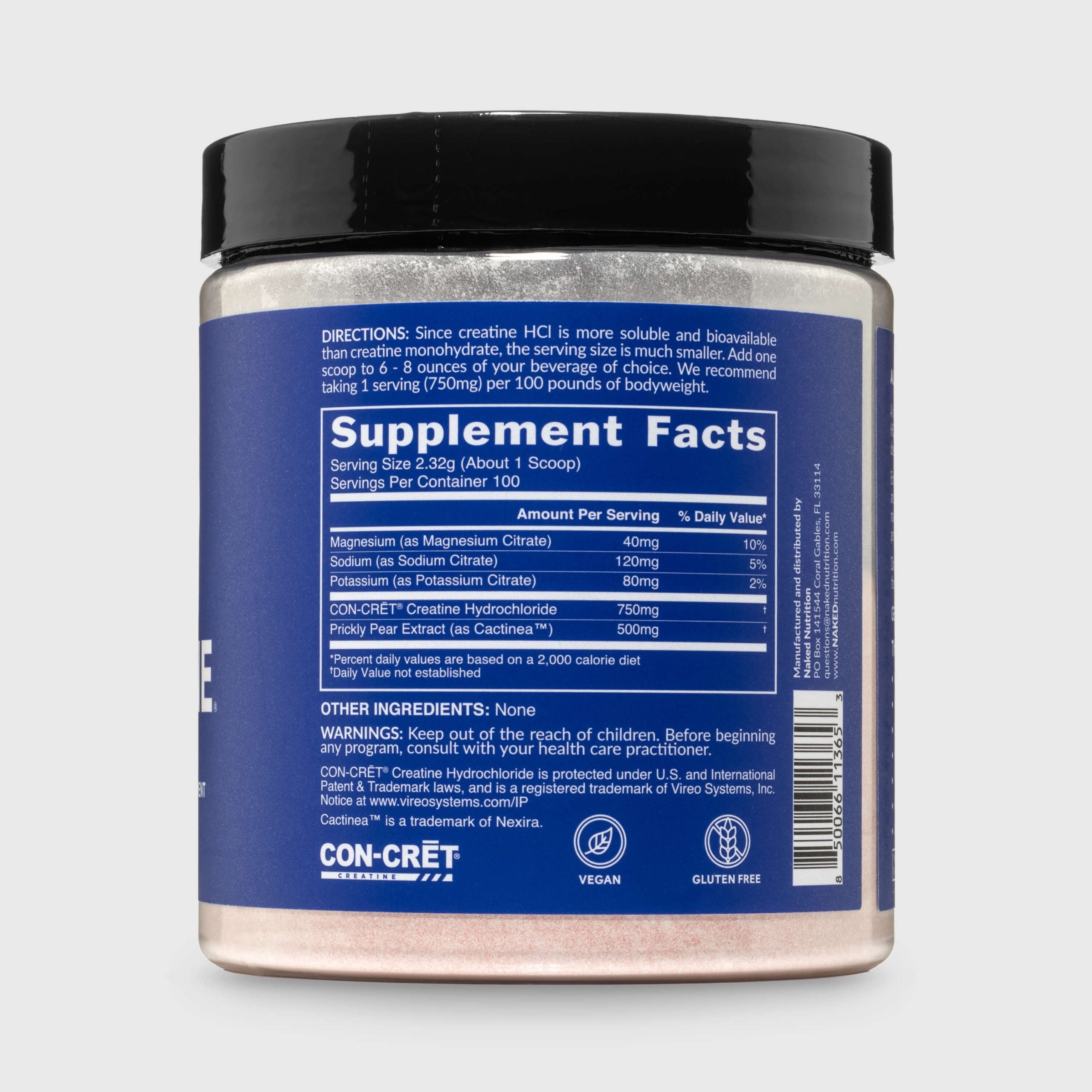 Creatine HCl Powder - Unflavored for Flexible Active - Nutrition Use