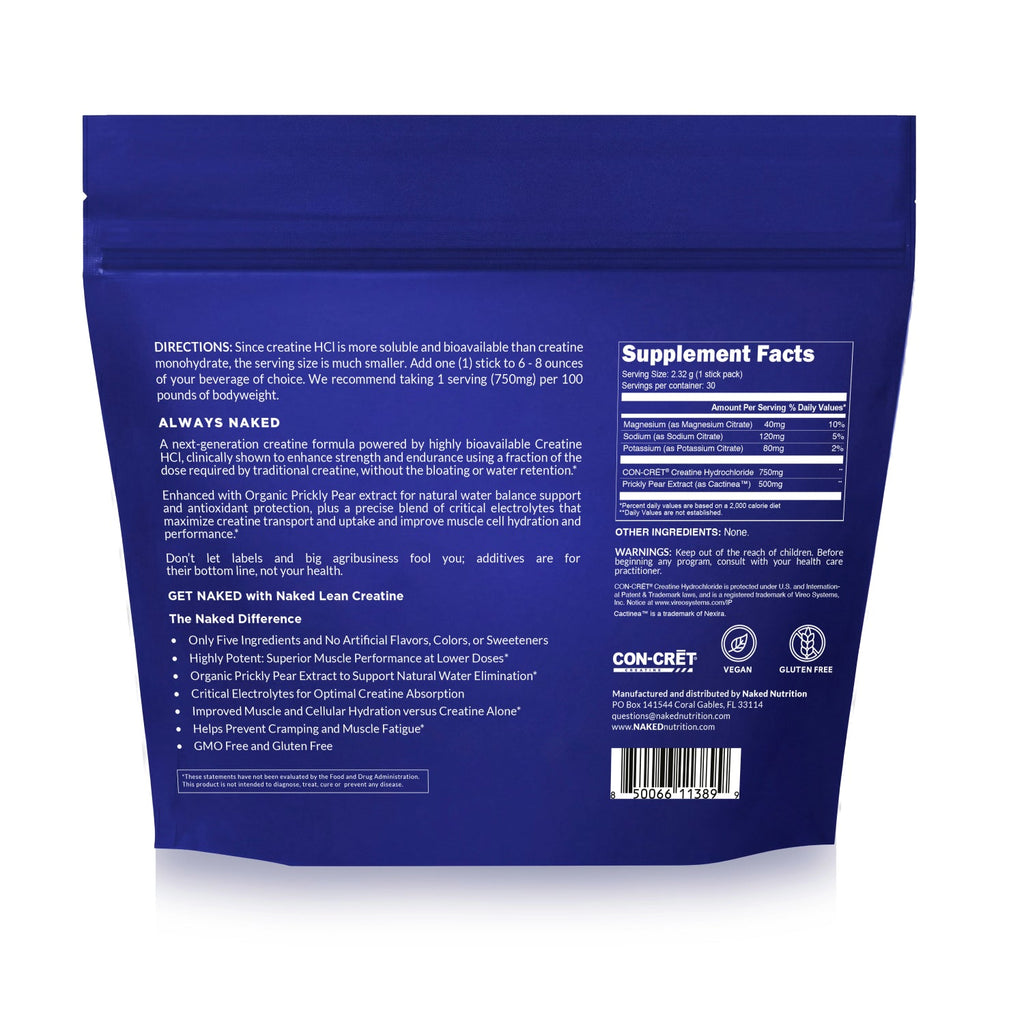 Creatine HCl Travel Packets - Stick Packs for Flexible Active - Nutrition Use
