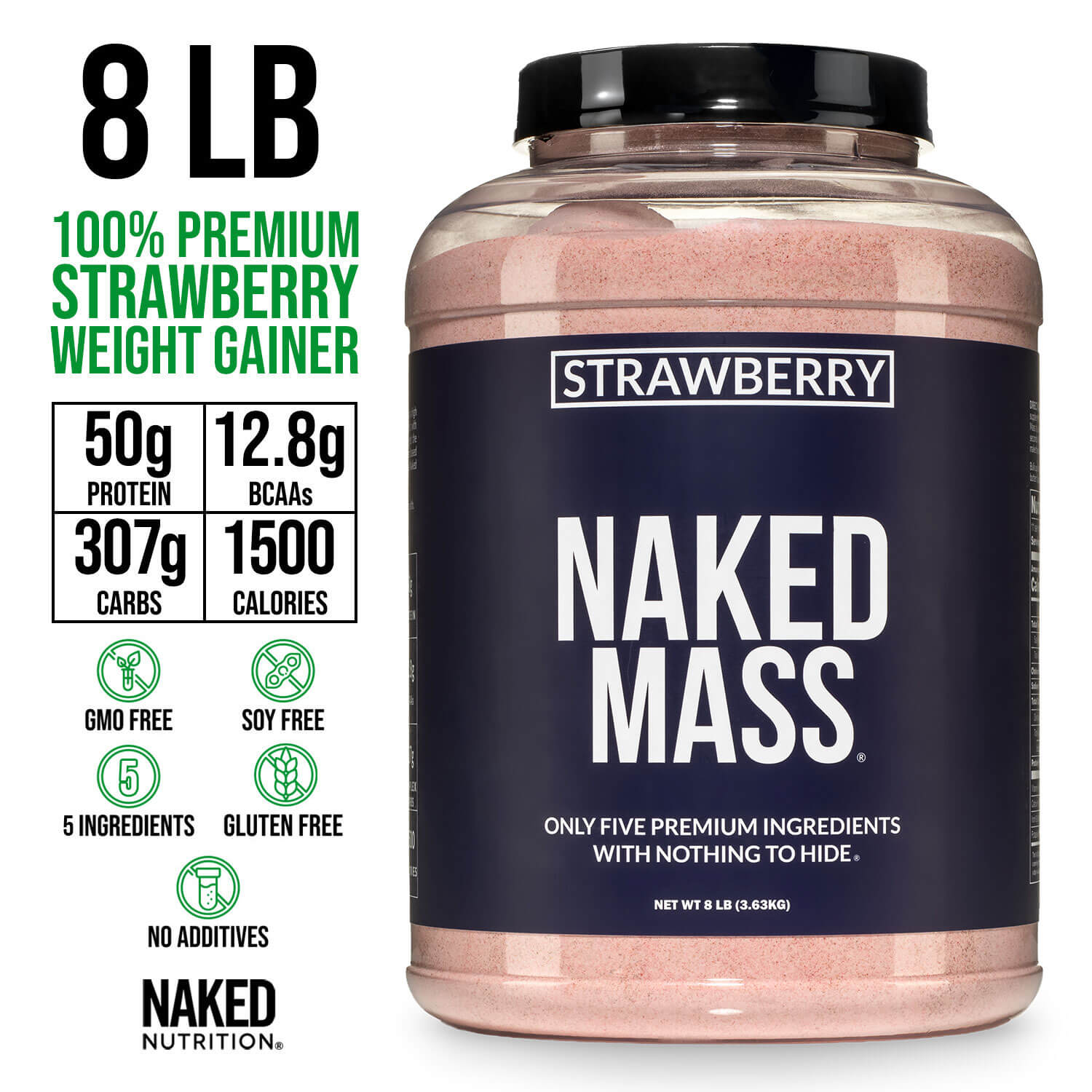 Strawberry Mass Gainer Protein Supplement - Strawberry for Blending into Daily Nutrition Shakes