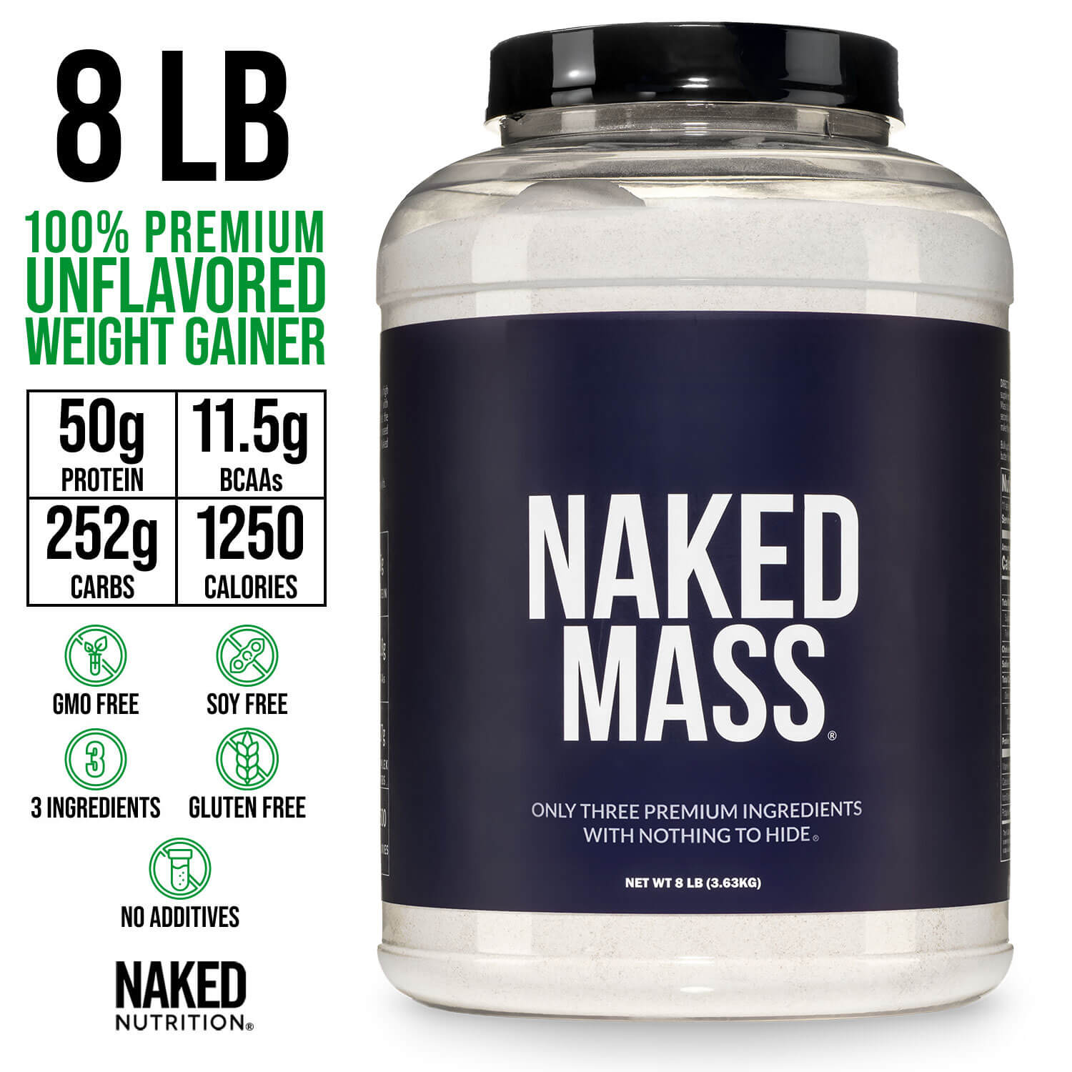 Mass Gainer Protein Supplement - Unflavored for Blending into Daily Nutrition Shakes