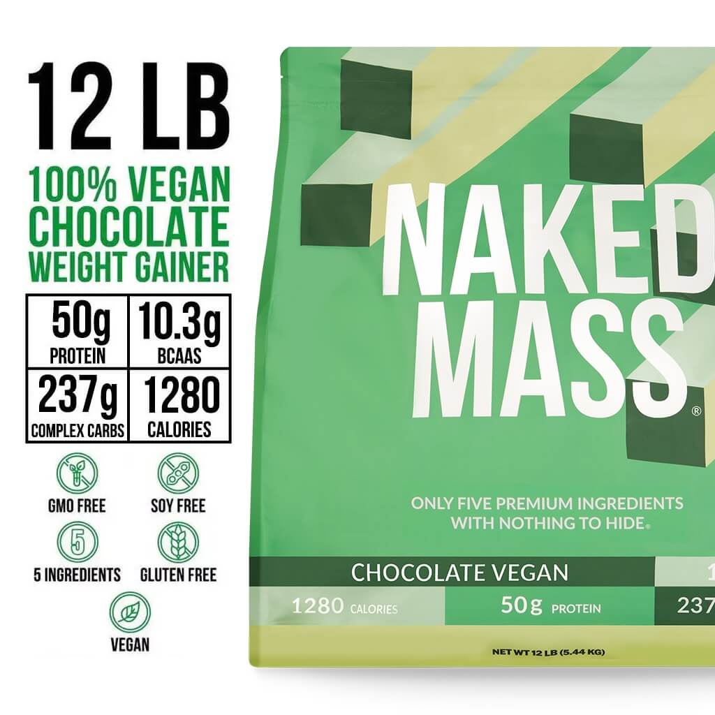 Chocolate Vegan Mass Gainer Supplement - Chocolate (Vegan) 12LB for Blending into Daily Nutrition Shakes