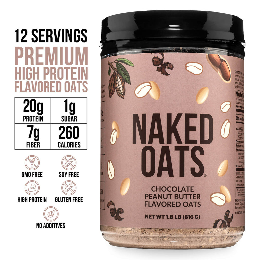 Chocolate Peanut Butter Protein Oats - Chocolate Peanut Butter with an Easy - Prep Protein Oat Formula