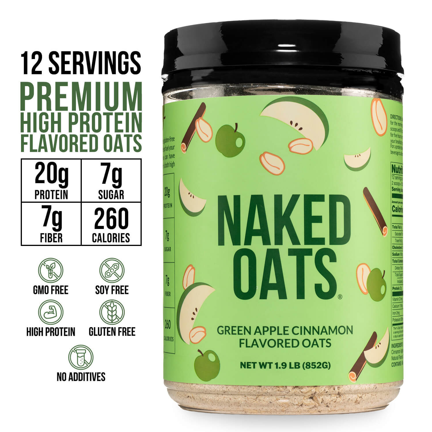 Green Apple Cinnamon Protein Oats - Green Apple Cinnamon with an Easy - Prep Protein Oat Formula