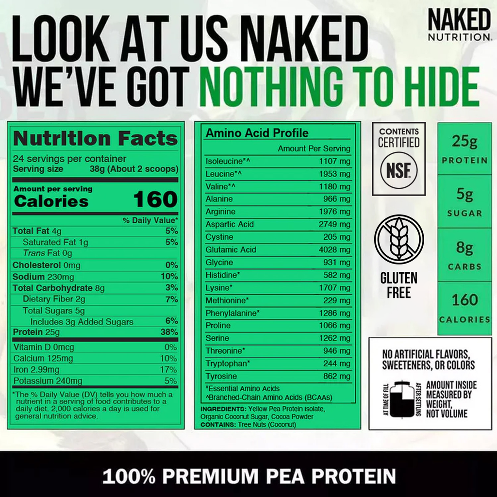 Chocolate Pea Protein Powder - Chocolate - Standard Size with a Straightforward Protein Formula