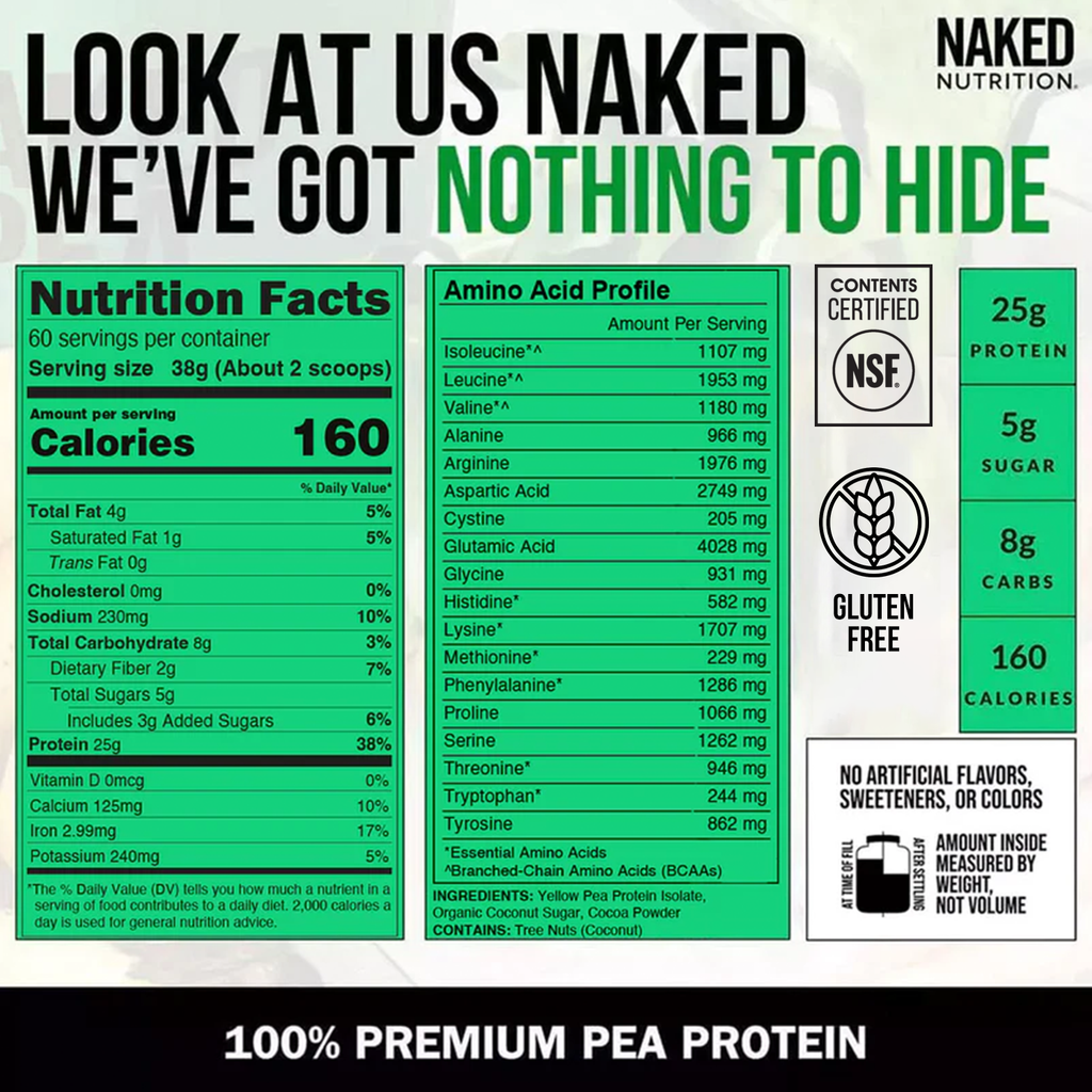 Chocolate Pea Protein Powder - Chocolate - Bulk Size with a Straightforward Protein Formula