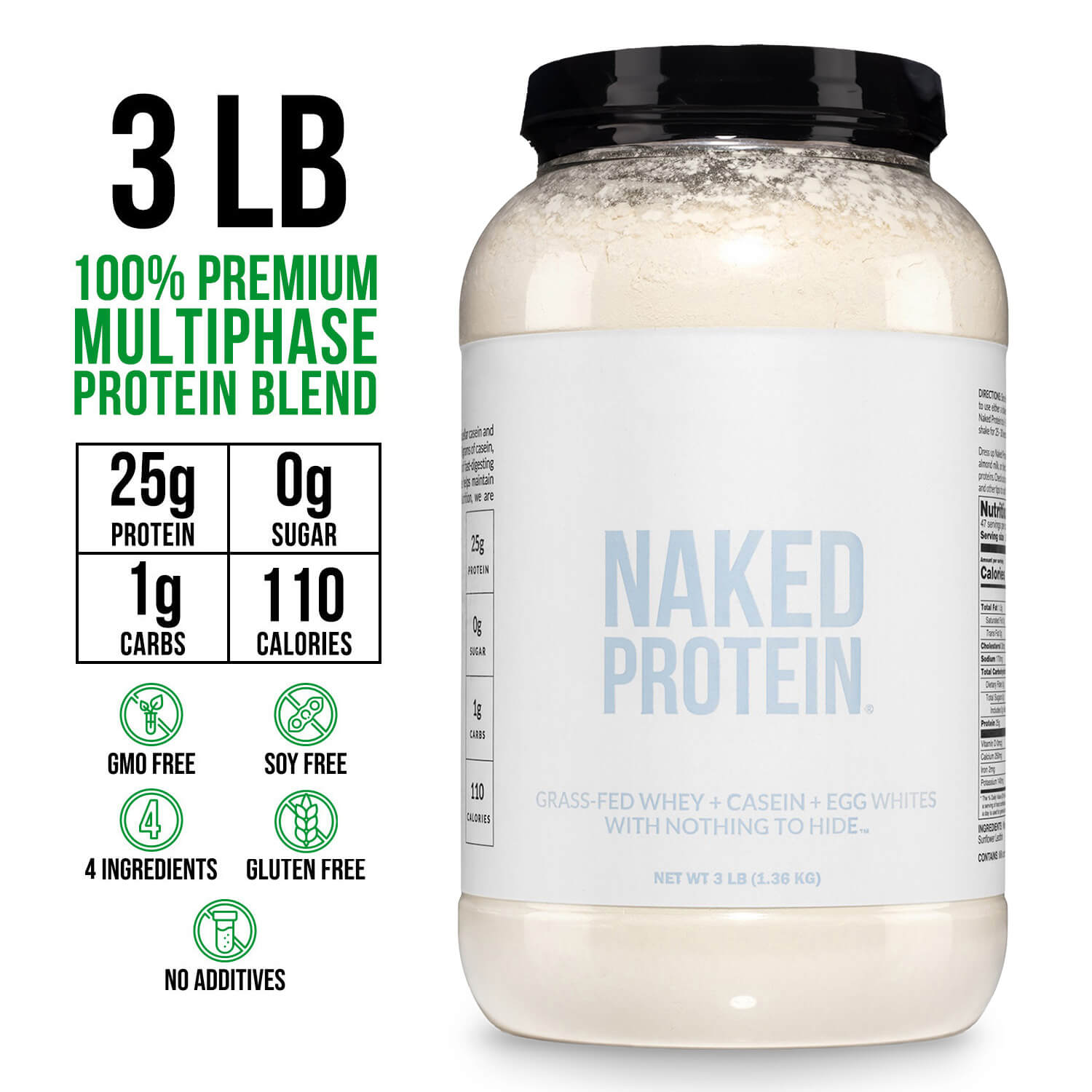 Protein Powder Blend - 3LB Egg Whey and Casein Protein Blend - 3LB with a Straightforward Protein Formula