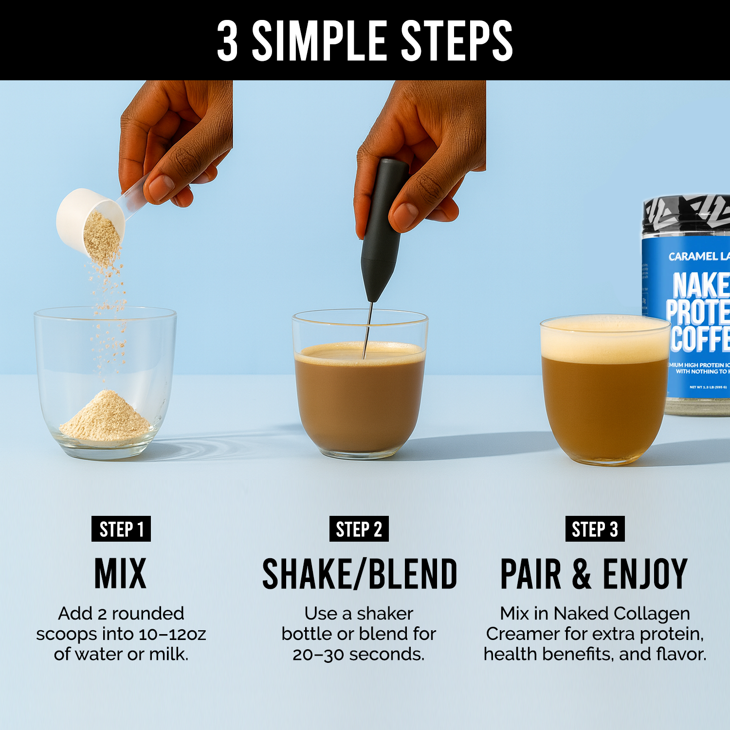Caramel Latte Protein Iced Coffee - Caramel Latte for Easy Mixing at Home or On the Go