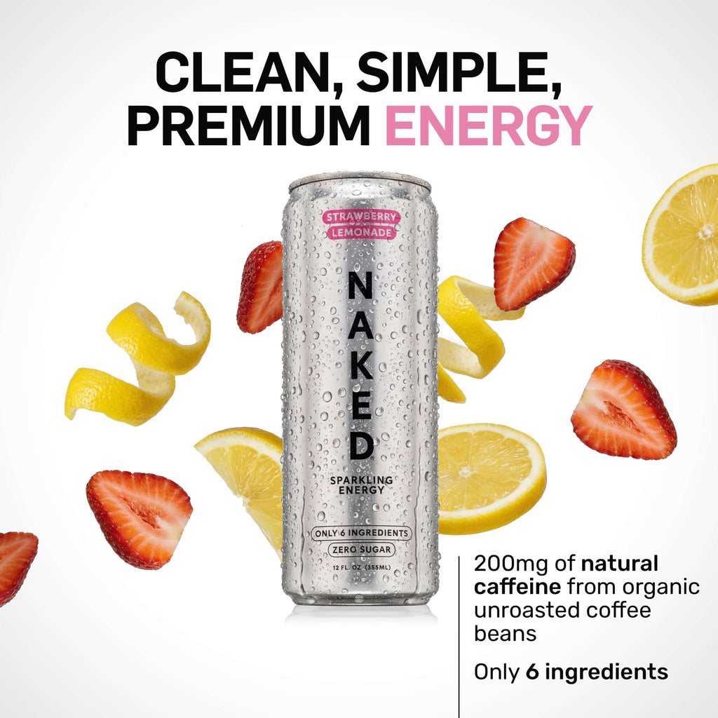 Strawberry Lemonade Naked Sparkling Energy - Strawberry Lemonade for Easy Daily Protein Drinks