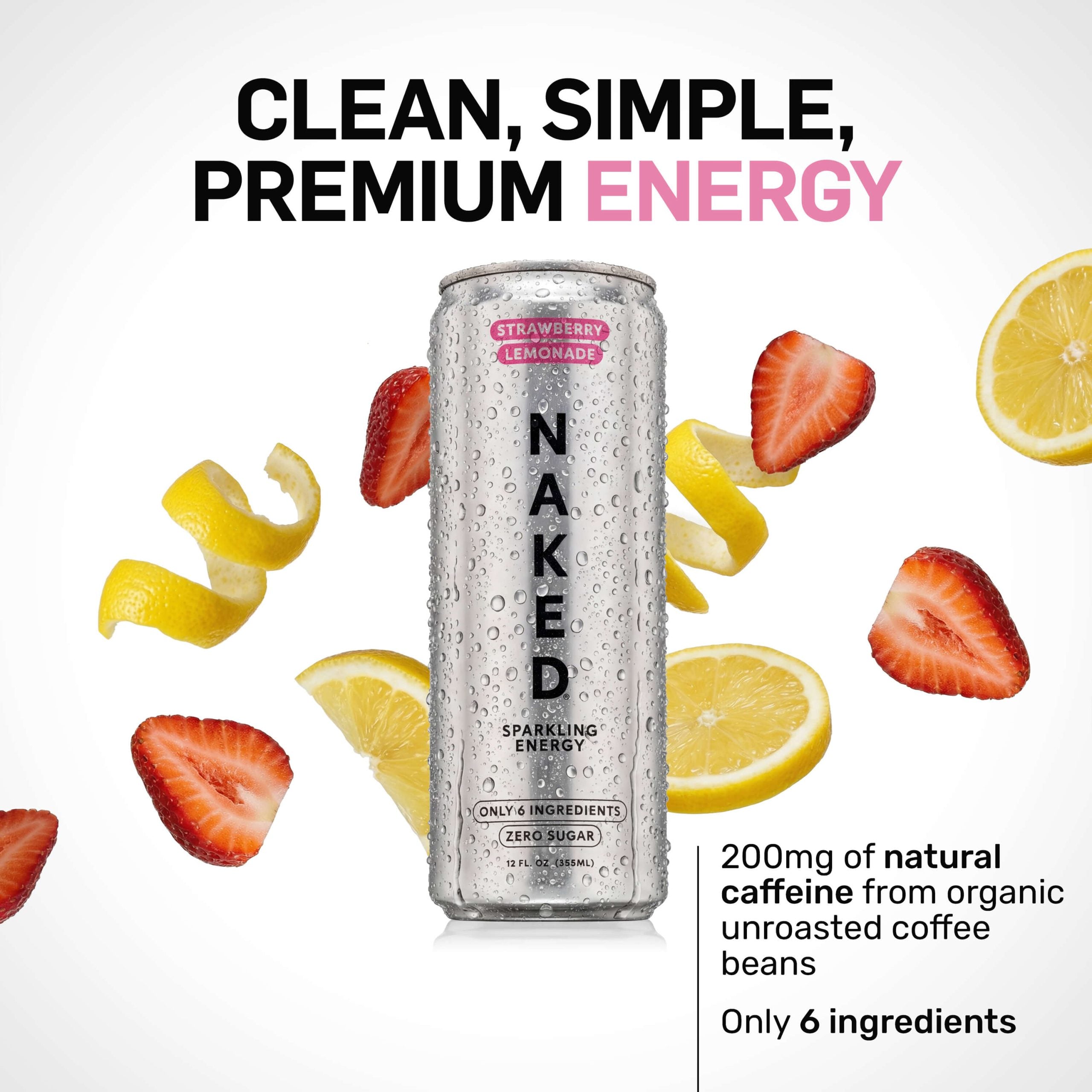 Strawberry Lemonade Naked Sparkling Energy - Strawberry Lemonade for Easy Daily Protein Drinks