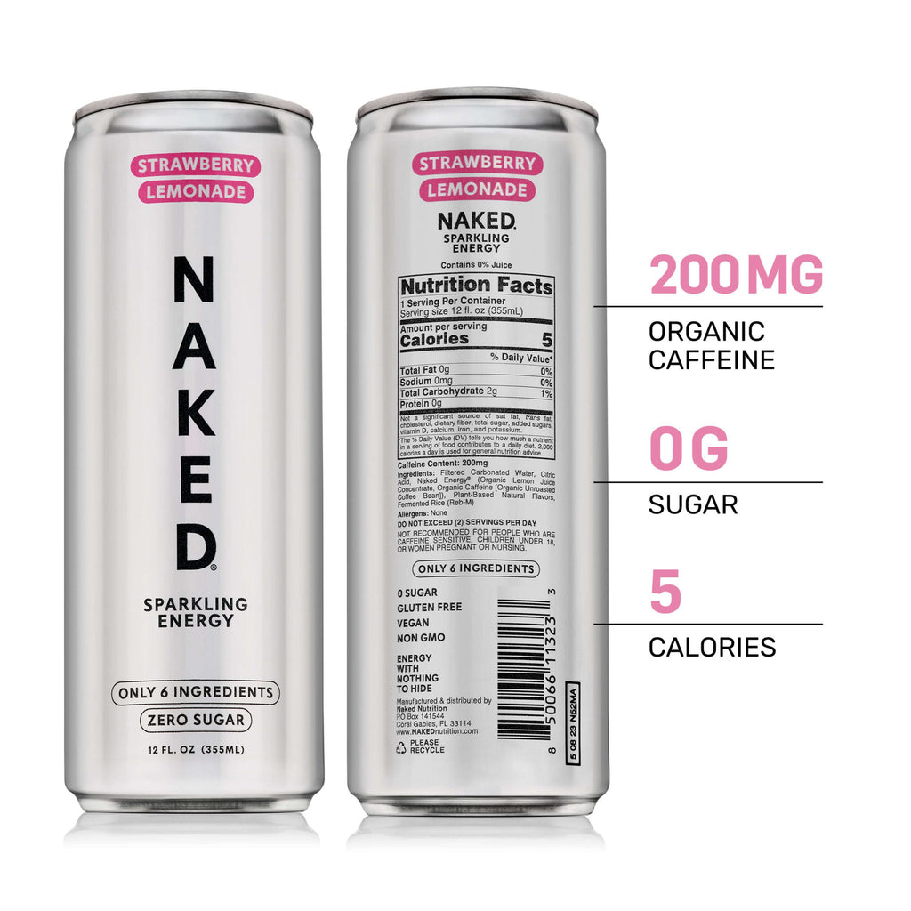 Strawberry Lemonade Naked Sparkling Energy - Strawberry Lemonade for Easy Daily Protein Drinks
