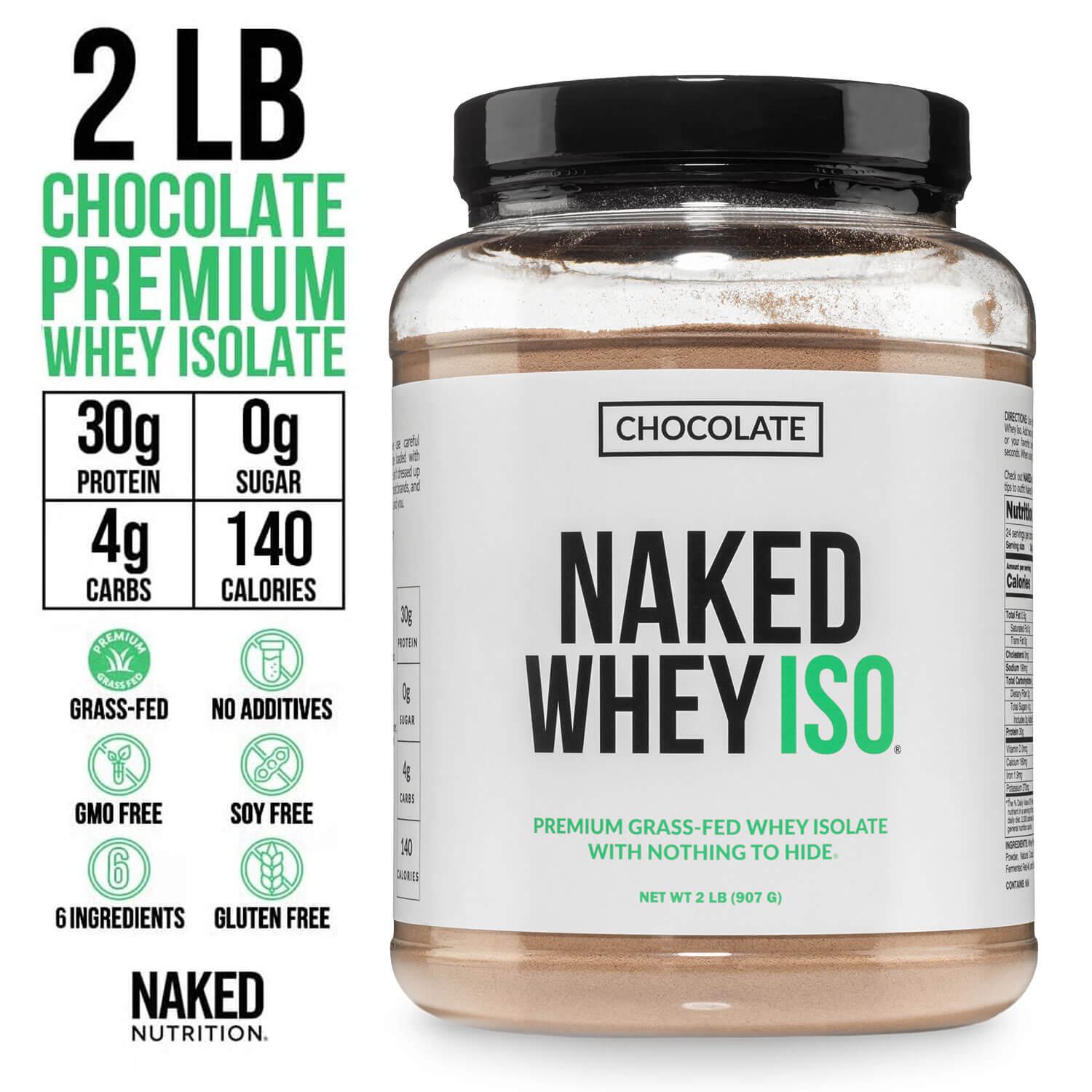 Chocolate Grass - Fed Whey Isolate Protein Powder - Chocolate with a Straightforward Protein Formula