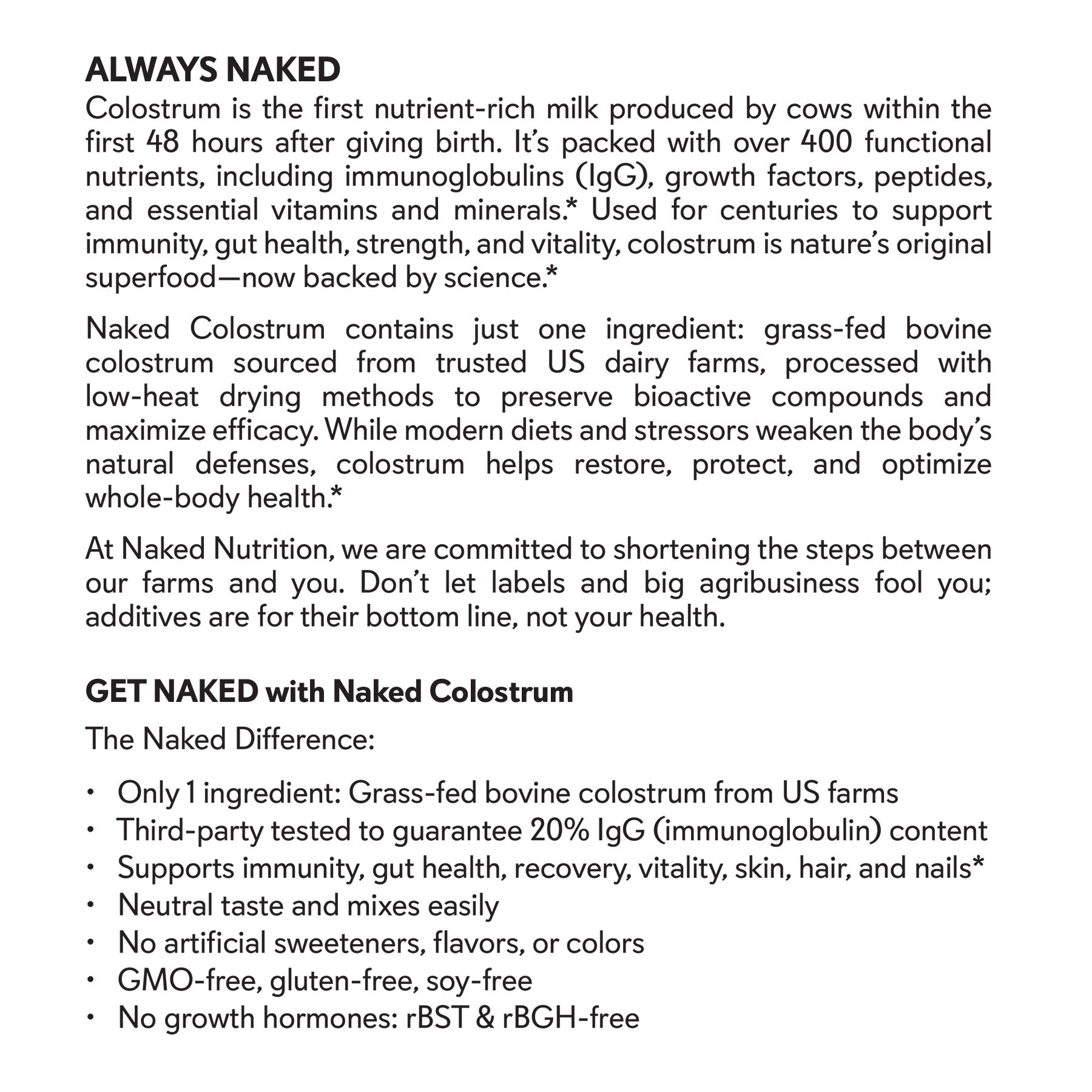 Grass - Fed Colostrum Powder - Colostrum Powder for Easy Mixing at Home or On the Go