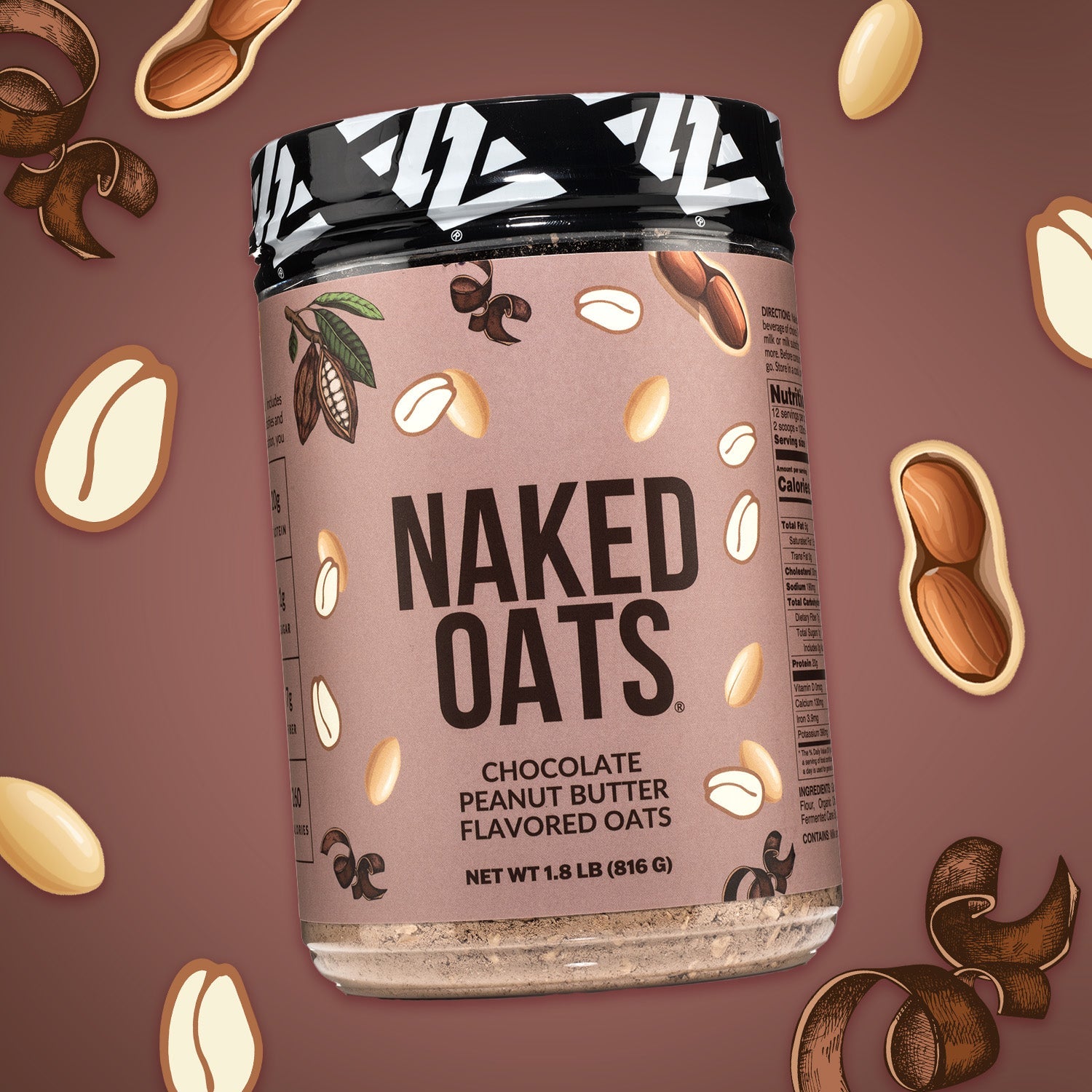 Chocolate Peanut Butter Protein Oats - Chocolate Peanut Butter with an Easy - Prep Protein Oat Formula