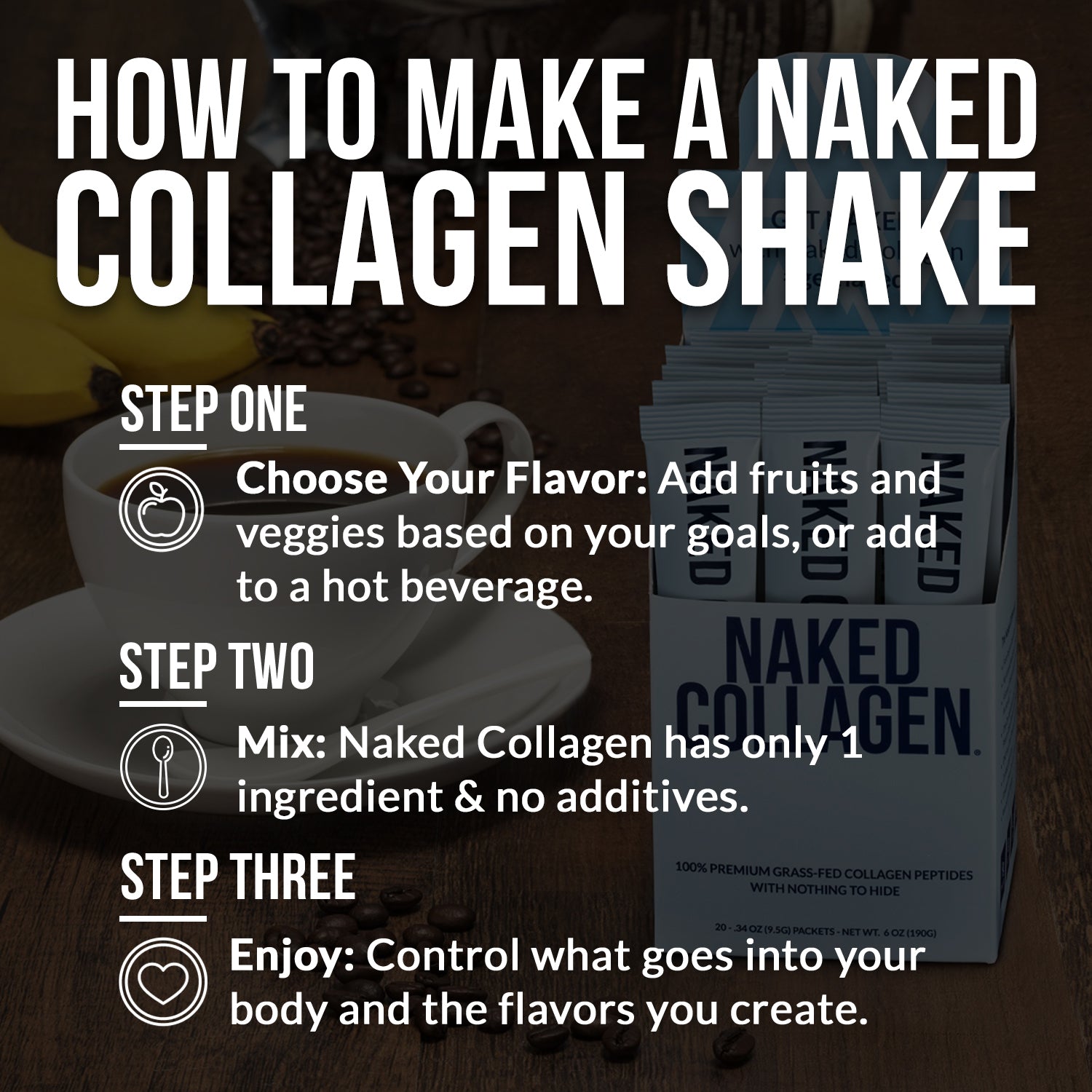 Collagen Peptides Packets - Stick Packs for Easy Mixing at Home or On the Go