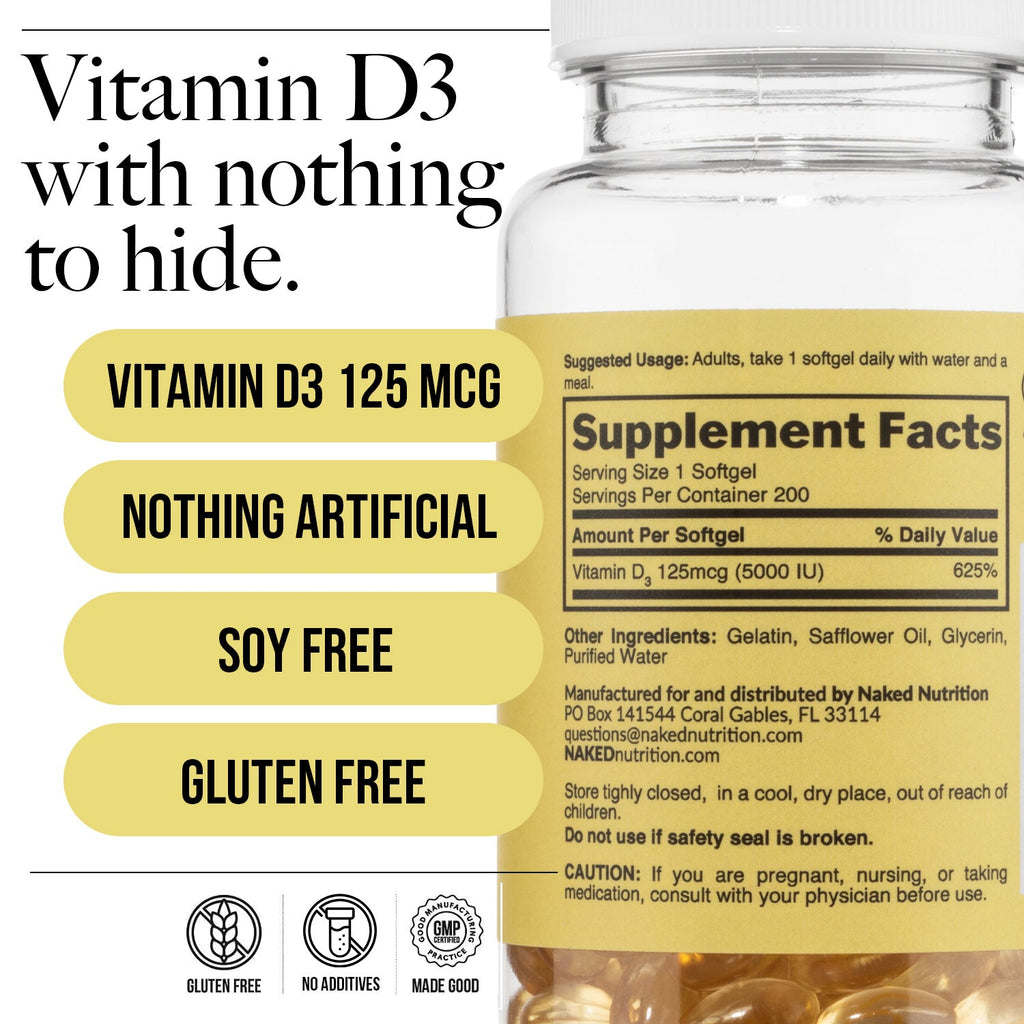 Daily Vitamin D3 Supplement - Vitamin D3 with a Practical Nutrition Supplement Format