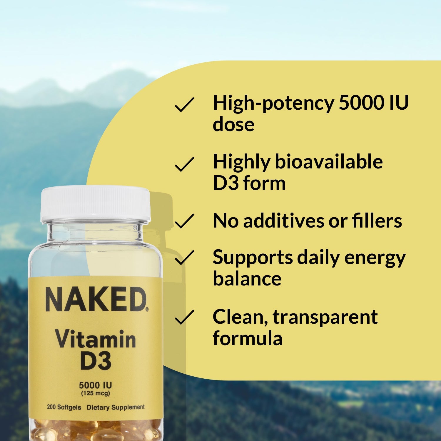 Daily Vitamin D3 Supplement - Vitamin D3 with a Practical Nutrition Supplement Format