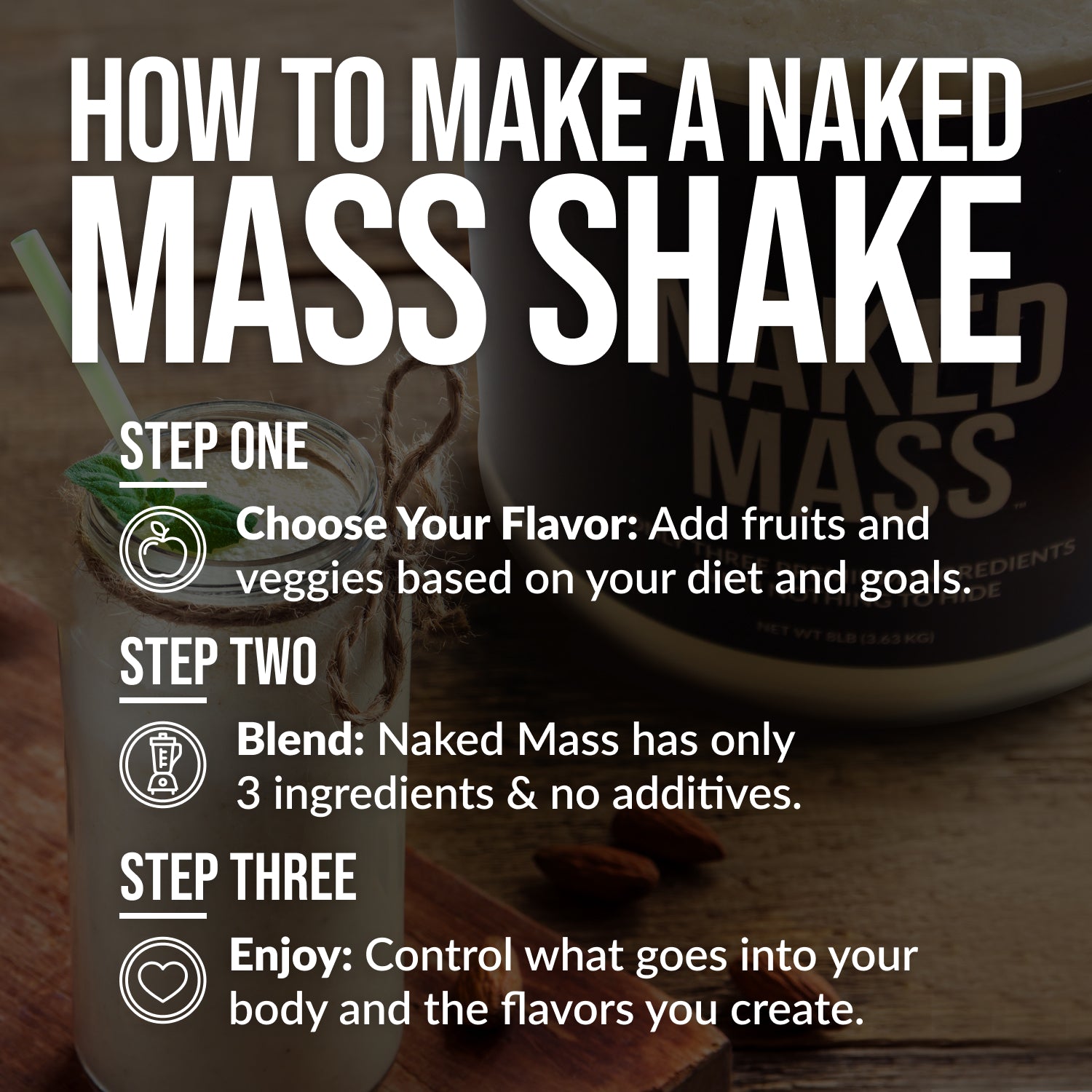 Mass Gainer Protein Supplement - Unflavored for Blending into Daily Nutrition Shakes