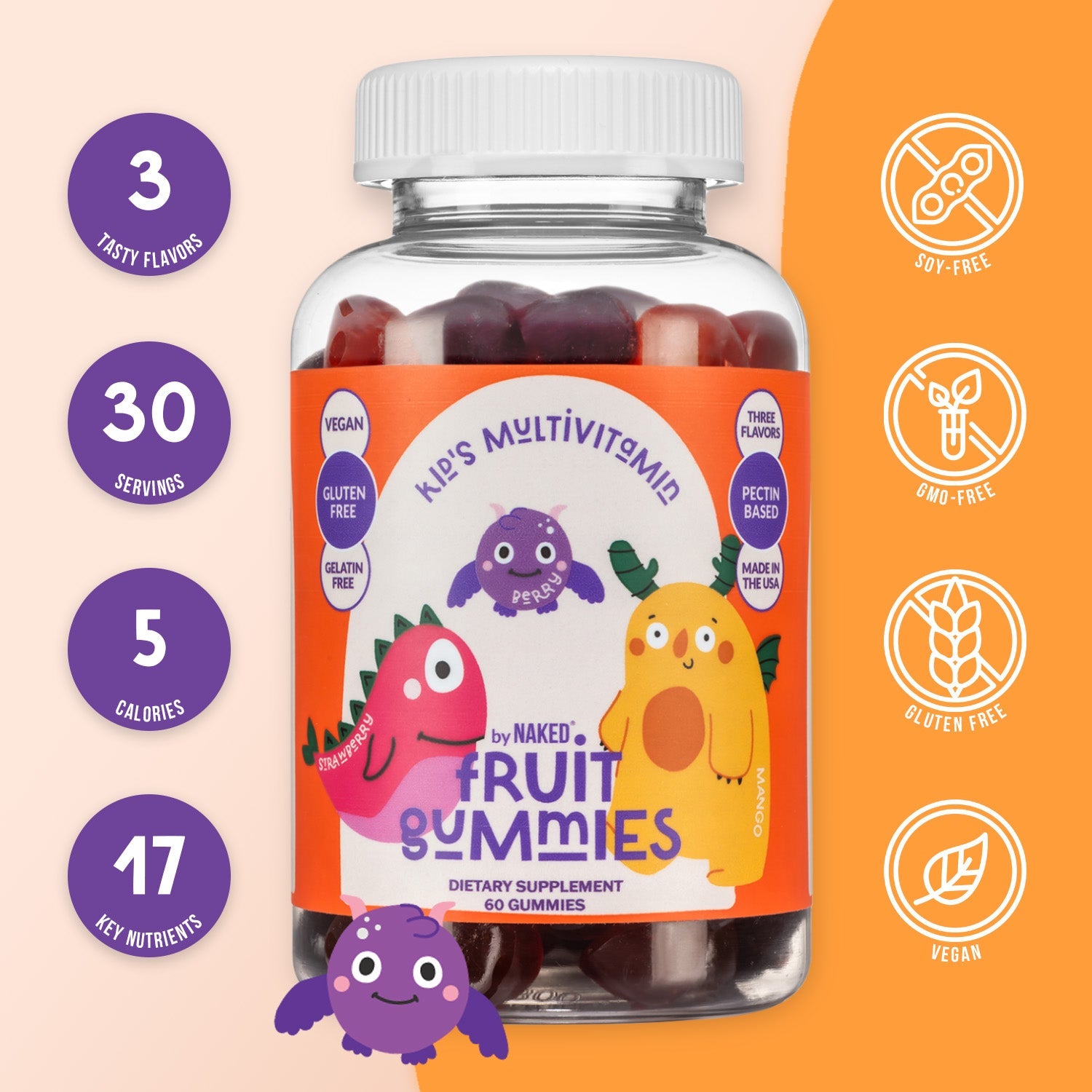 Kids Multivitamin Gummies with a Practical Nutrition Supplement Format